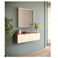Recibidor Flotante Tadeo color Blanco/Natural 2 puertas con espejo TU MESITA