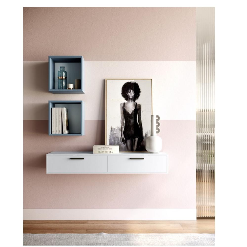 Consola Floltante Maricris +2 cubos Flotantes color Artico/Azul Capri TU MESITA