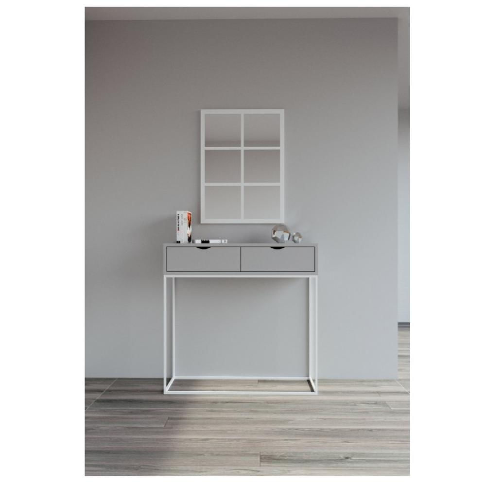 Consola Industrial Scott color Gris/Blanco 2 cajones base Metalica TU MESITA