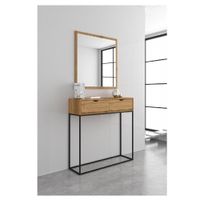 Consola Industrial Scott color Natural/Negro 2 cajones base Metalica TU MESITA