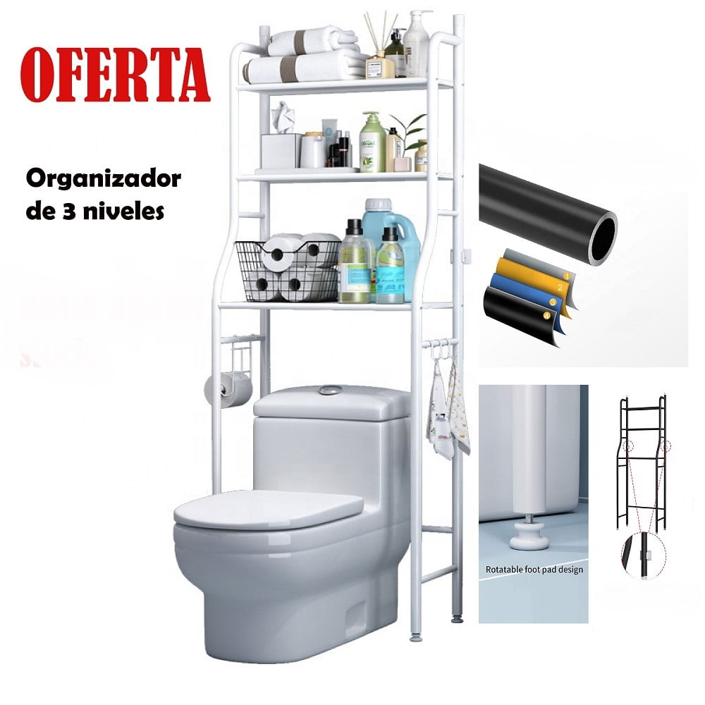 Estante de Bano 3 Niveles Organizador Blanco