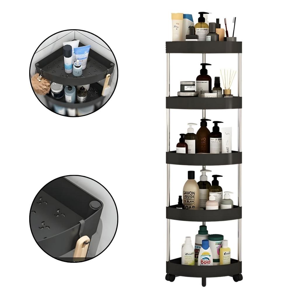 Organizador Esquinero Con Ruedas De 5 Niveles Negro 408NE03