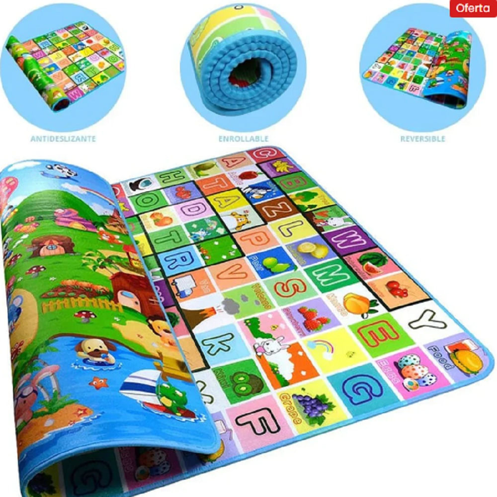Piso Alfombra Reversible 120 x 180 cm para Niños