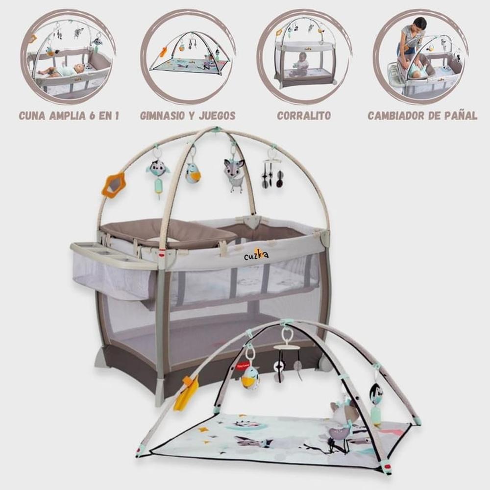 Cuna Corral 6 en 1 ""HERE I GROW"" Gray