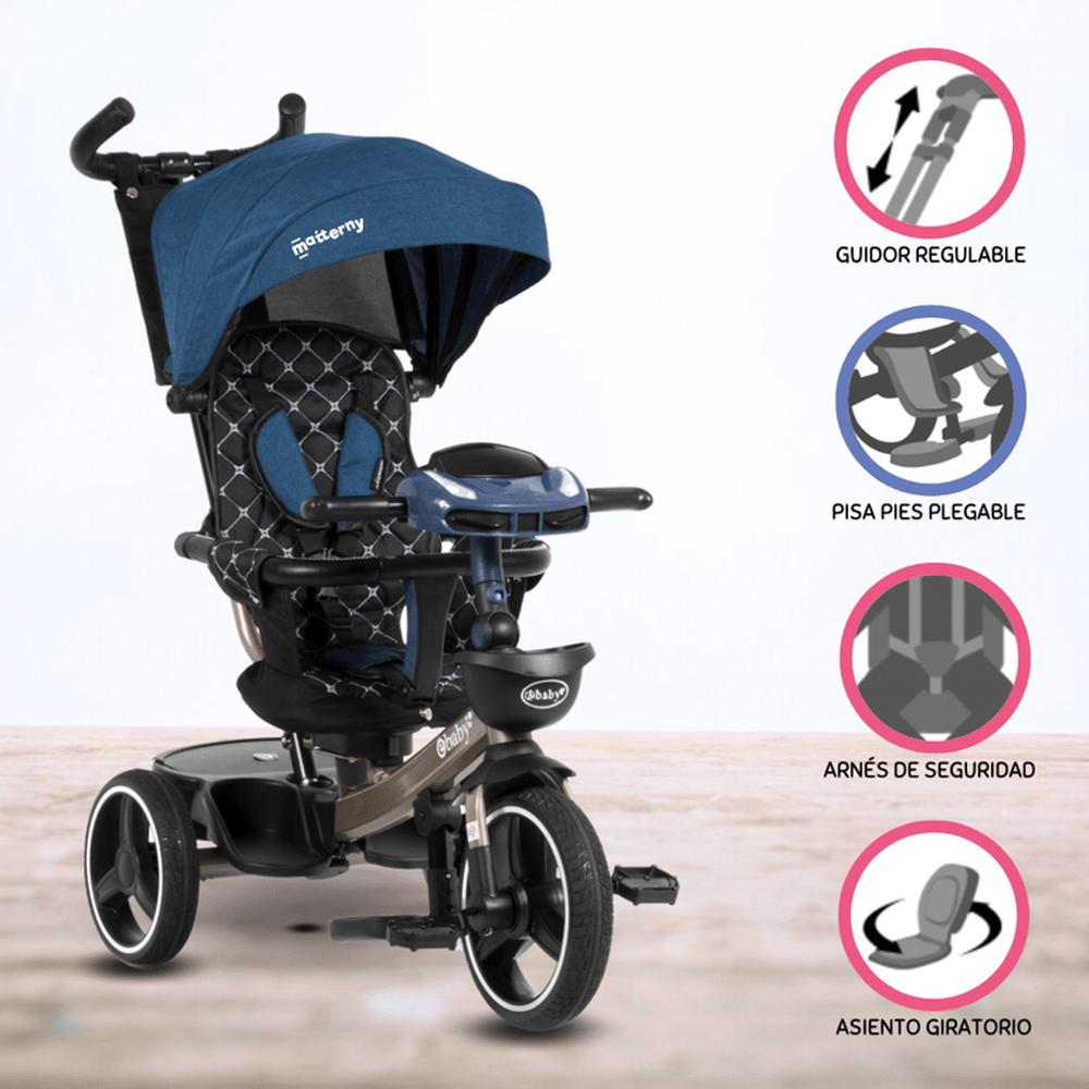 Triciclo Guiador EBABY SANTORINI DELUXE USB BLUE