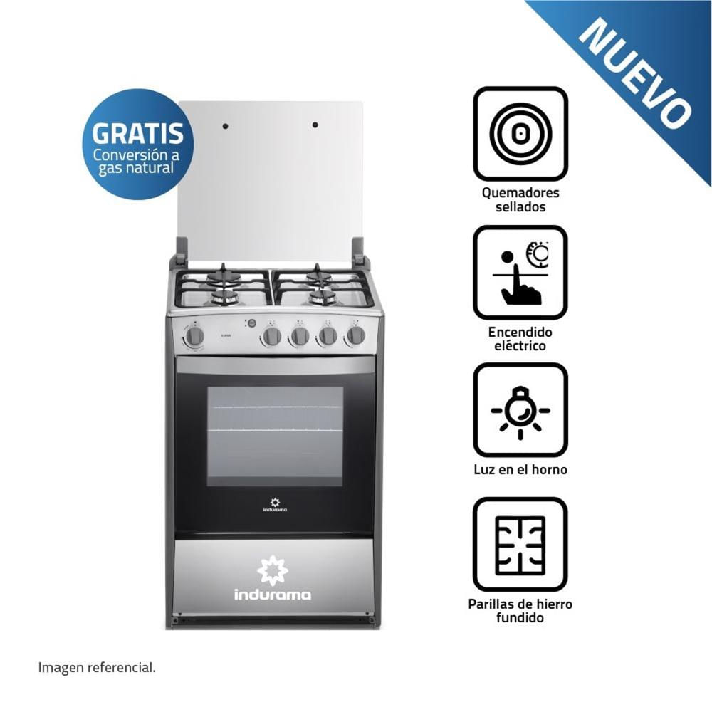 Cocina de 4 Hornillas a Gas Indurama Quarzo Viena Cromada