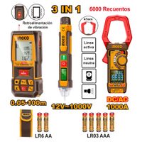 Kit Medidor de Distancia Ingco 100M   Amperímetro 1000A   Detector de Voltaje 12-1000V HLDD241202