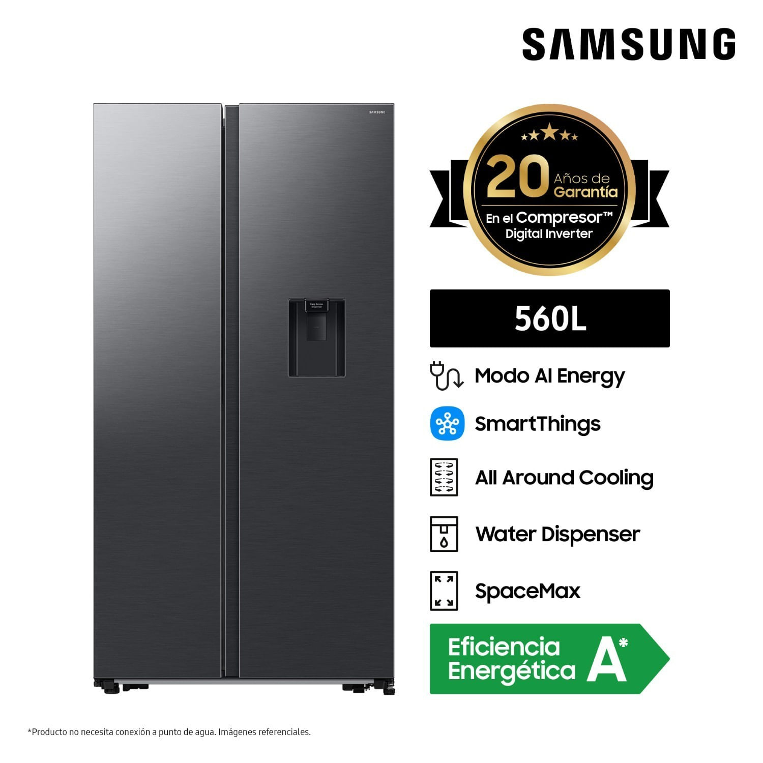 Refrigeradora Samsung All Around Cooling 560Lt Negra RS57DG4100B4/PE