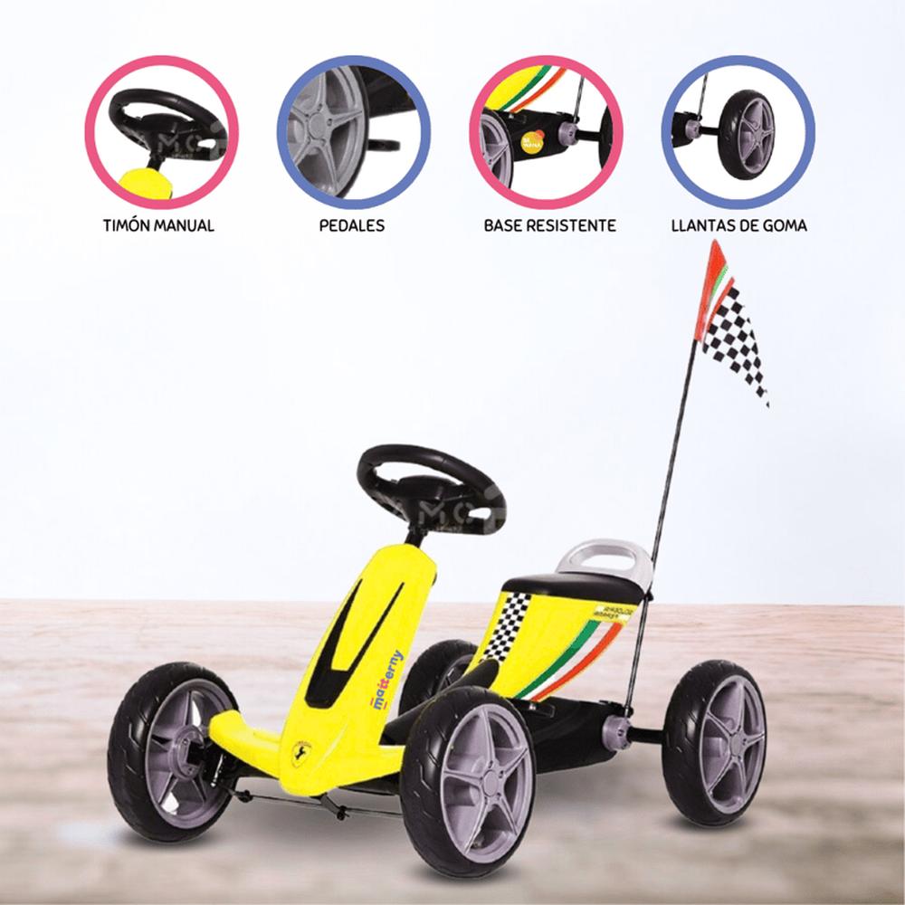 Carro a Pedal Go Kart Ferrari para Niños »CAR» Yellow