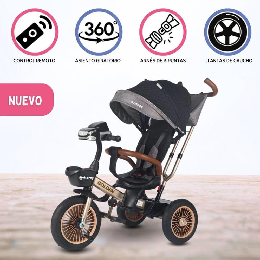 Triciclo Guiador Para Niños «GOLDEN II» Black