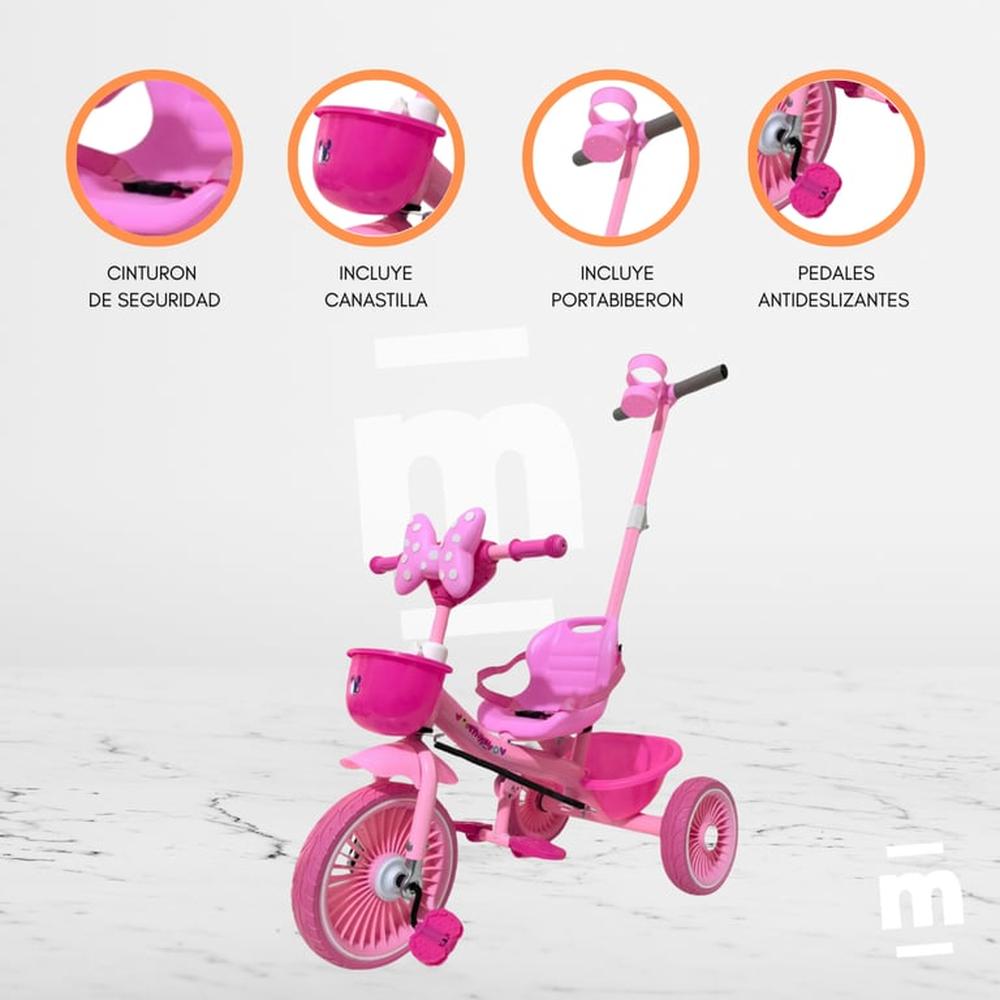 Triciclo Guiador para Niños «MINNIE MOUSE» Pink