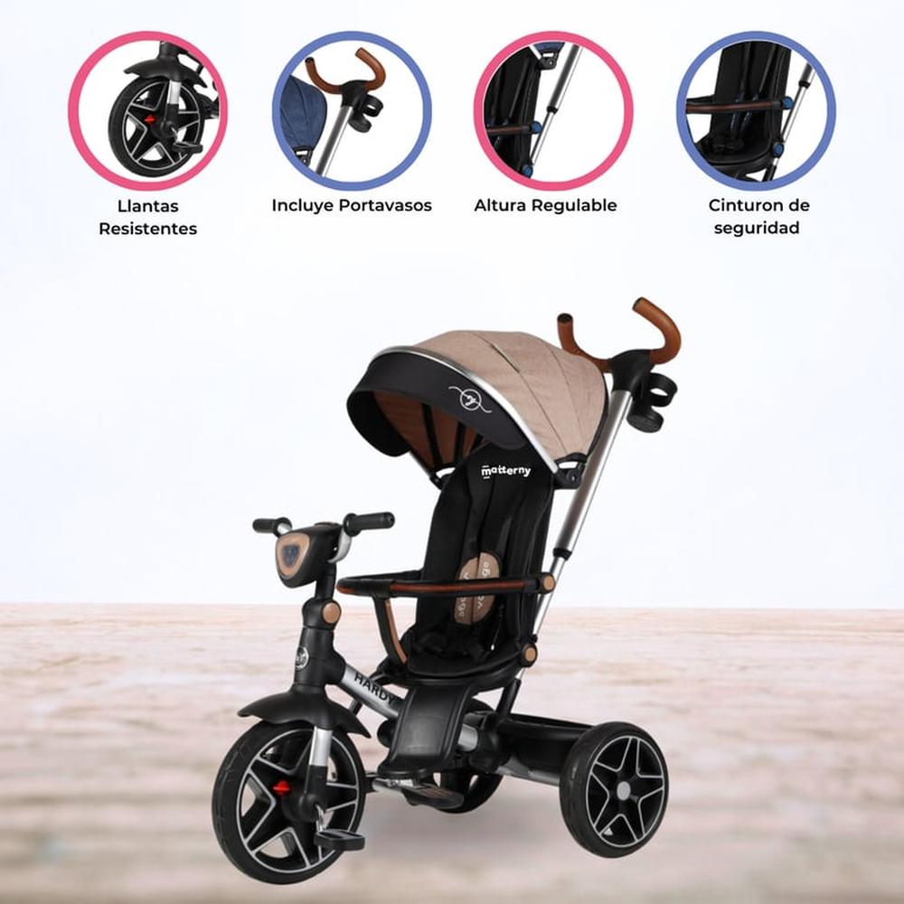 Triciclo Guiador Reversible 360° «HARDY» Beige