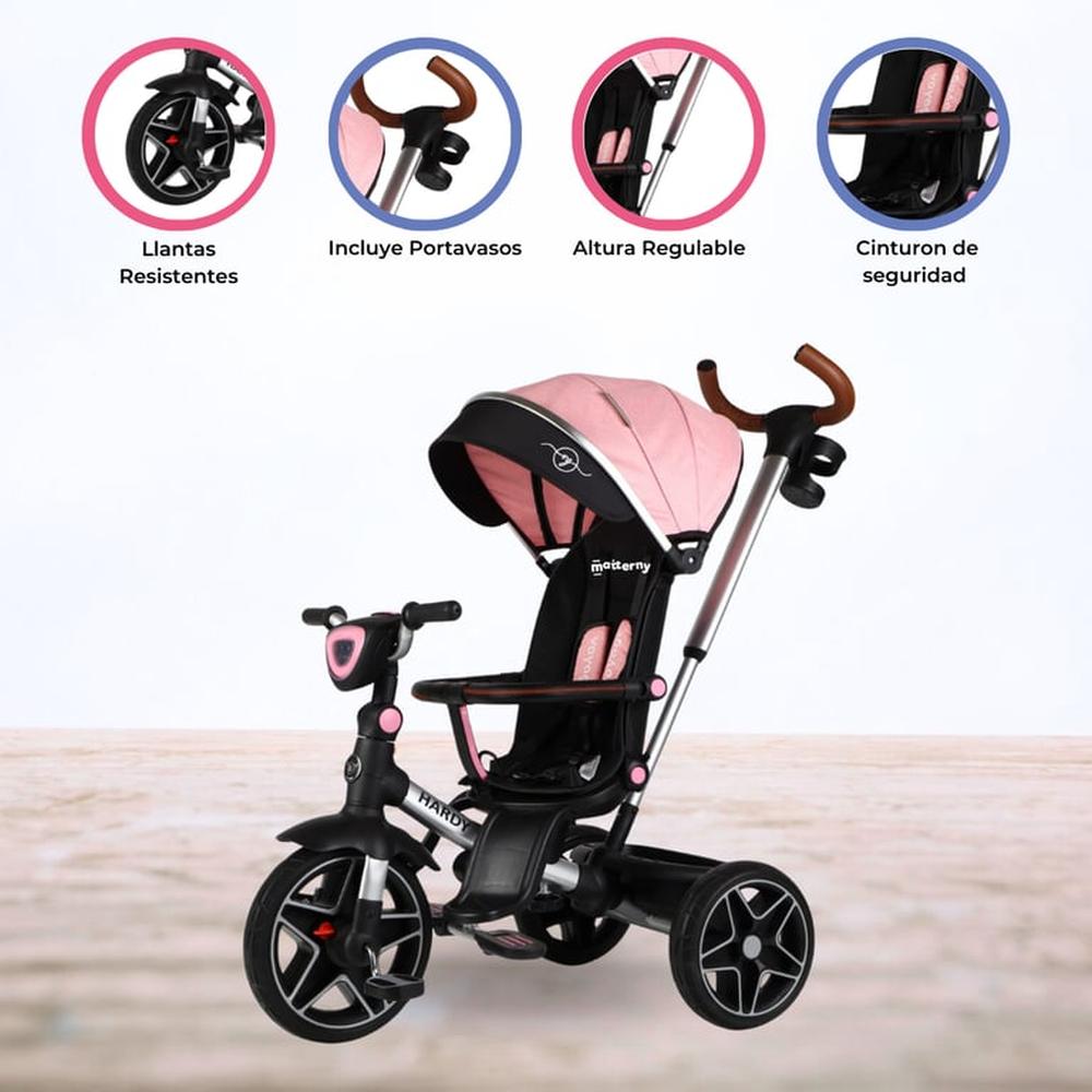 Triciclo Guiador Reversible 360° «HARDY» Pink