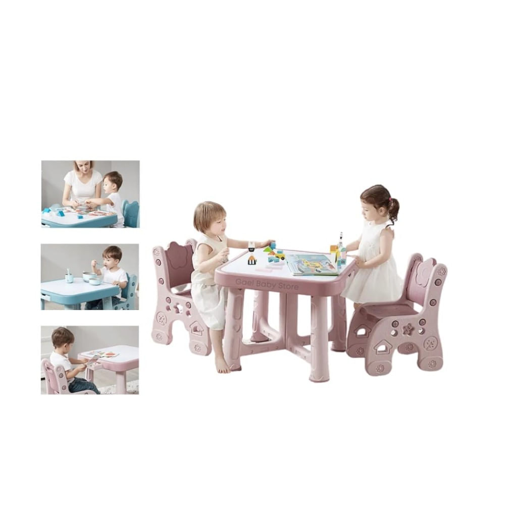 Mesa Escritorio y Dos Sillas para Niñas Color Rosado