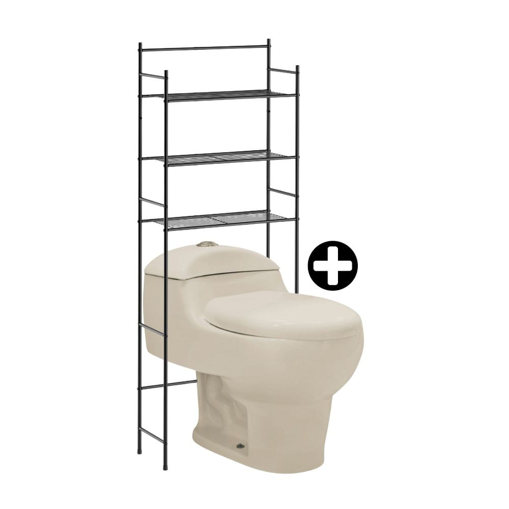 COMBO Baño Orange: Inodoro One Piece Ártico Boné + Organizador sobre Inodoro 3 niveles Negro