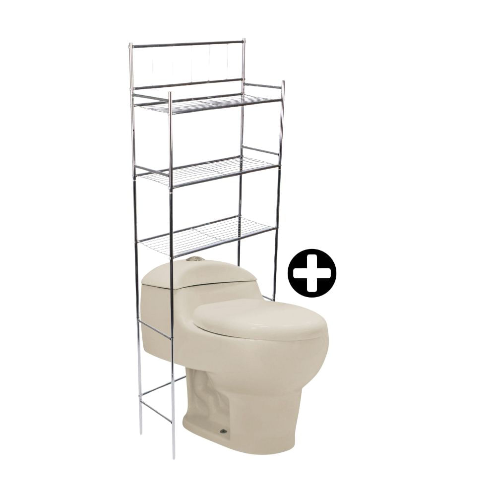 COMBO Baño Orange: Inodoro One Piece Ártico Boné + Organizador Sobre Inodoro 3 Niveles Cromado