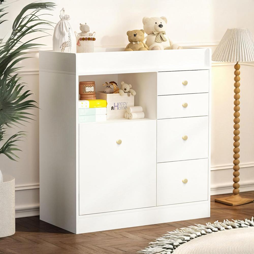 Cómoda Cambiador Para Bebé Nube 5 Cajones Blanco 100 cm Huk Cómoda Cambiador Para Bebé Nube 5 Cajones Blanco 100 cm Huk