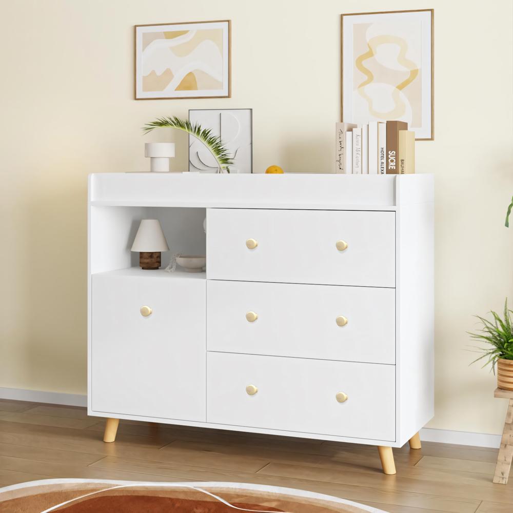 Cómoda Cambiador Para Bebé Siena 4 Cajones Blanco 100 cm Huk