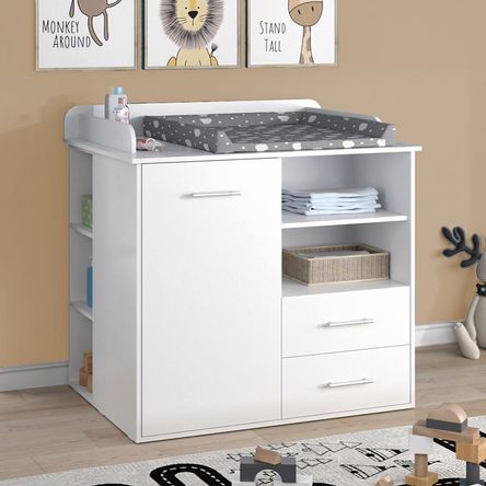 Cómoda Cambiador Para Bebé Milám Con Estantes Blanco 100 cm Huk Cómoda Cambiador Para Bebé Milám Con Estantes Blanco 100 cm Huk