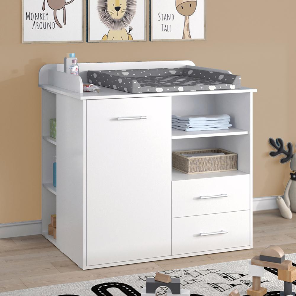 Cómoda Cambiador Para Bebé Milám Con Estantes Blanco 100 cm Huk