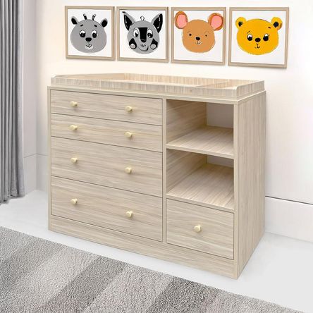 Cómoda Cambiador Para Bebé Amore 5 Cajones Manzano 120 cm Huk