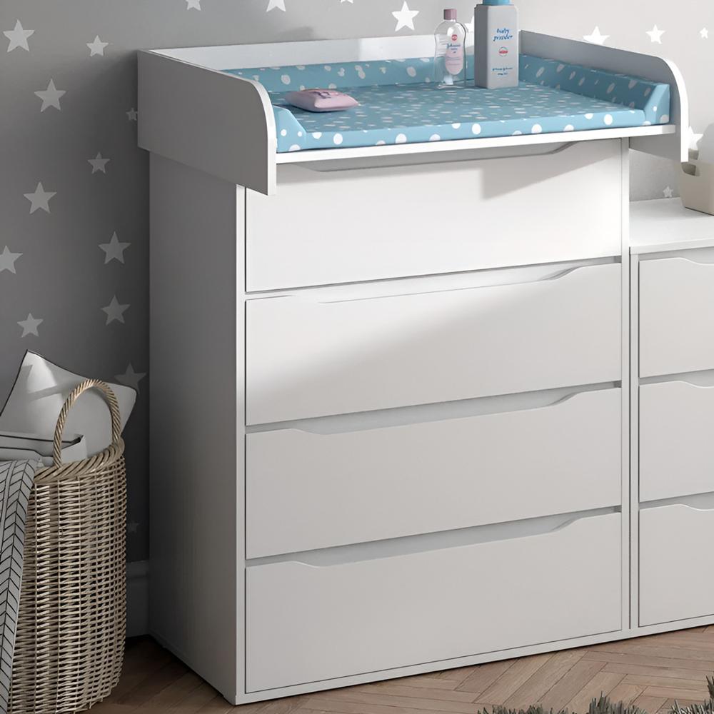 Cómoda Cambiador Para Bebé Rubén 4 Cajones Blanco 75 cm Huk
