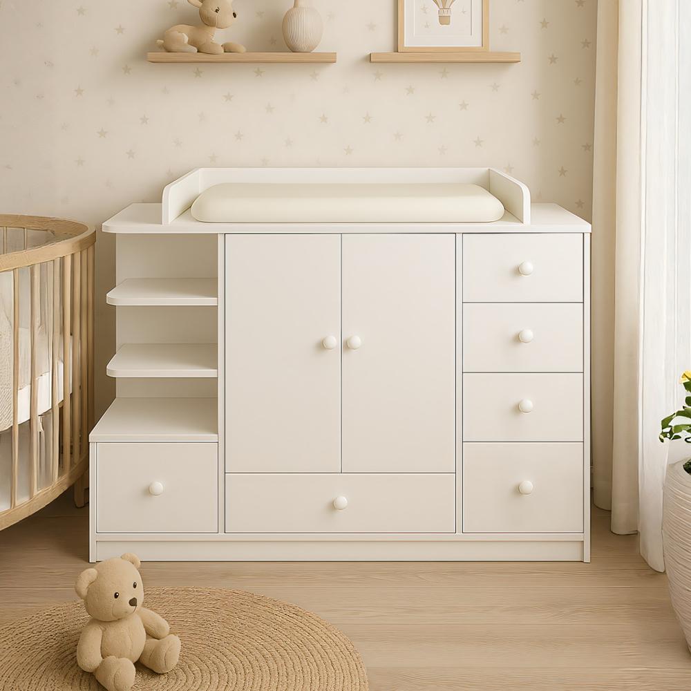 Cómoda Cambiador Para Bebé Beluna 6 Cajones Blanco 120 cm Huk Cómoda Cambiador Para Bebé Beluna 6 Cajones Blanco 120 cm Huk