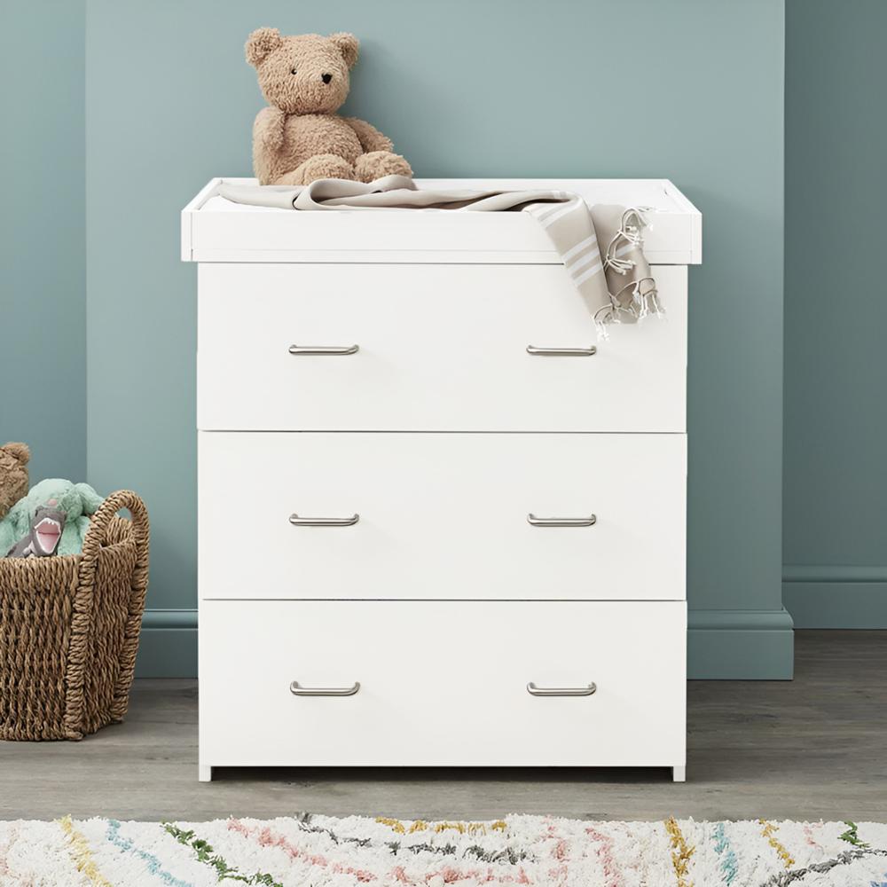 Cómoda Cambiador Para Bebé Karo 3 Cajones Blanco 75 cm Huk
