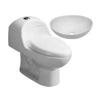 COMBO Baño Orange: Inodoro One Piece Ártico Blanco + Ovalin Circular Asti para Sobreponer 41cm Blanco