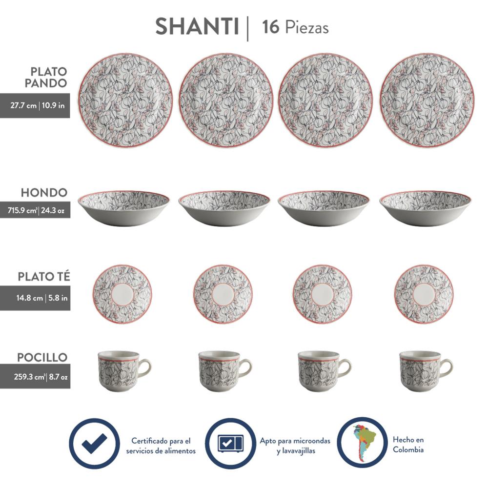 Juego de Vajilla Corona Shanti 16 piezas