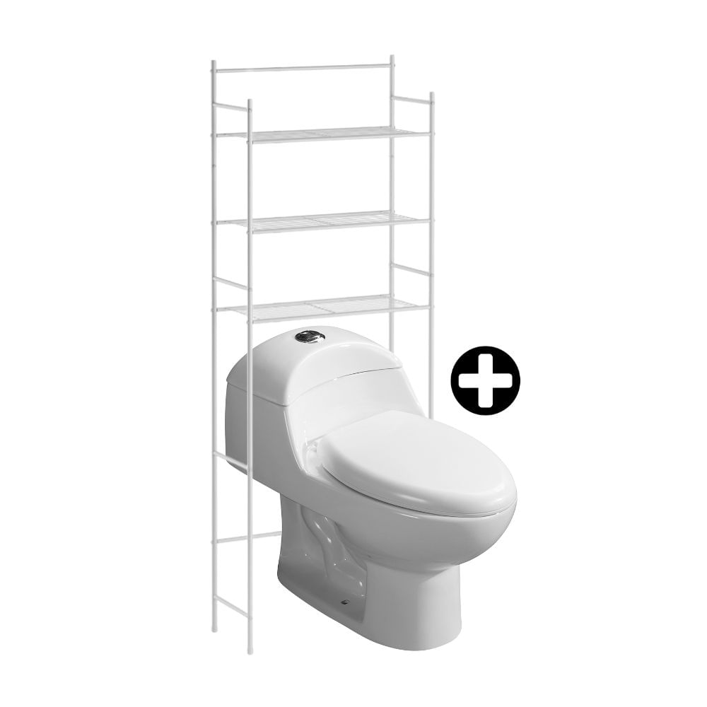 COMBO Baño Orange: Inodoro One Piece Ártico Blanco + Organizador Sobre Inodoro 3 niveles Blanco