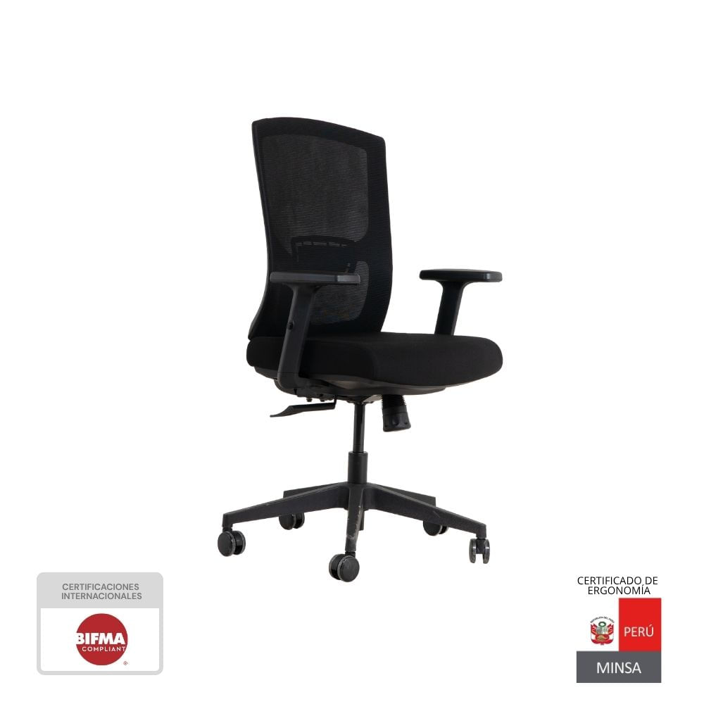 Silla De Oficina Ergonómica Giratoria Operativa Nihmo 2 Negro