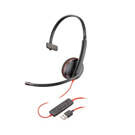 AUDIFONOS POLY BLACKWIRE 3210 C3200 CABLEADO, CANCELACION DE SONIDO USB-A, COLOR NEGRO P/N: 80S01A6