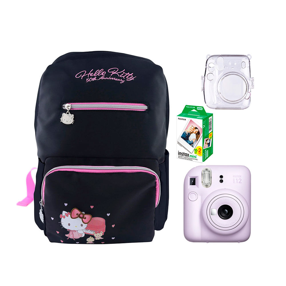 Camara Fujifilm Mini 12 Lila+Estuche +Pelix20+Mochi Hello Kitty