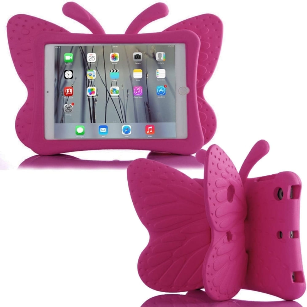 Funda de Goma con Diseño Mariposa para IPAD 10,2"" 8va generacion FUCSIA