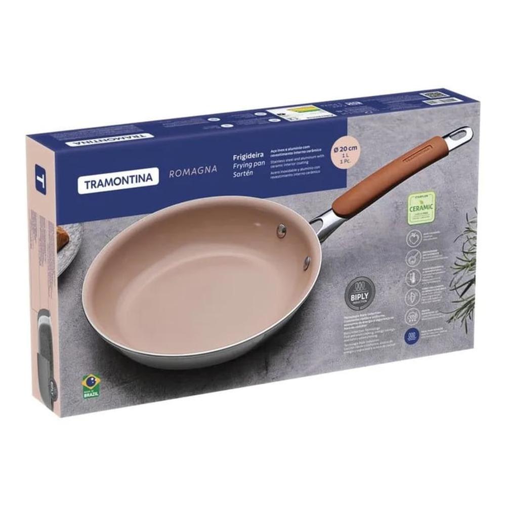 Sartén Tramontina Romagna con Revestimiento Cerámico Marfil 20 cm Sartén Tramontina Romagna con Revestimiento Cerámico Marfil 20 cm