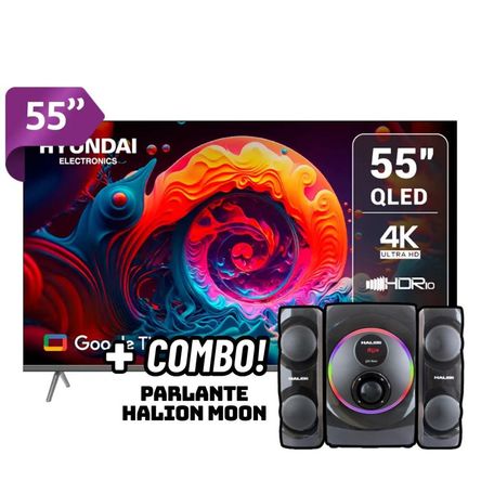 TELEVISOR HYUNDAI 55 QLED SMART TV GOOGLE TV 4K UHD HYLED5529QG + PARLANTES HALION MOON 2.1 TELEVISOR HYUNDAI 55 QLED SMART TV GOOGLE TV 4K UHD HYLED5529QG + PARLANTES HALION MOON 2.1