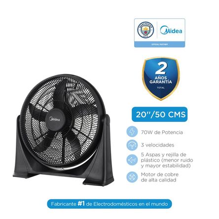 Ventilador de Piso Midea 20’’ 50 cm Negro MIDEA-VENT02