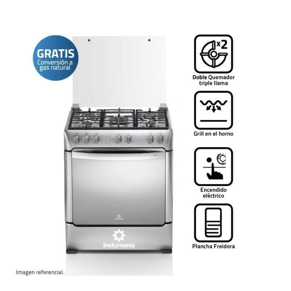 Cocina Gas Indurama Firenze Zafiro 30"" Croma 5 Hornillas