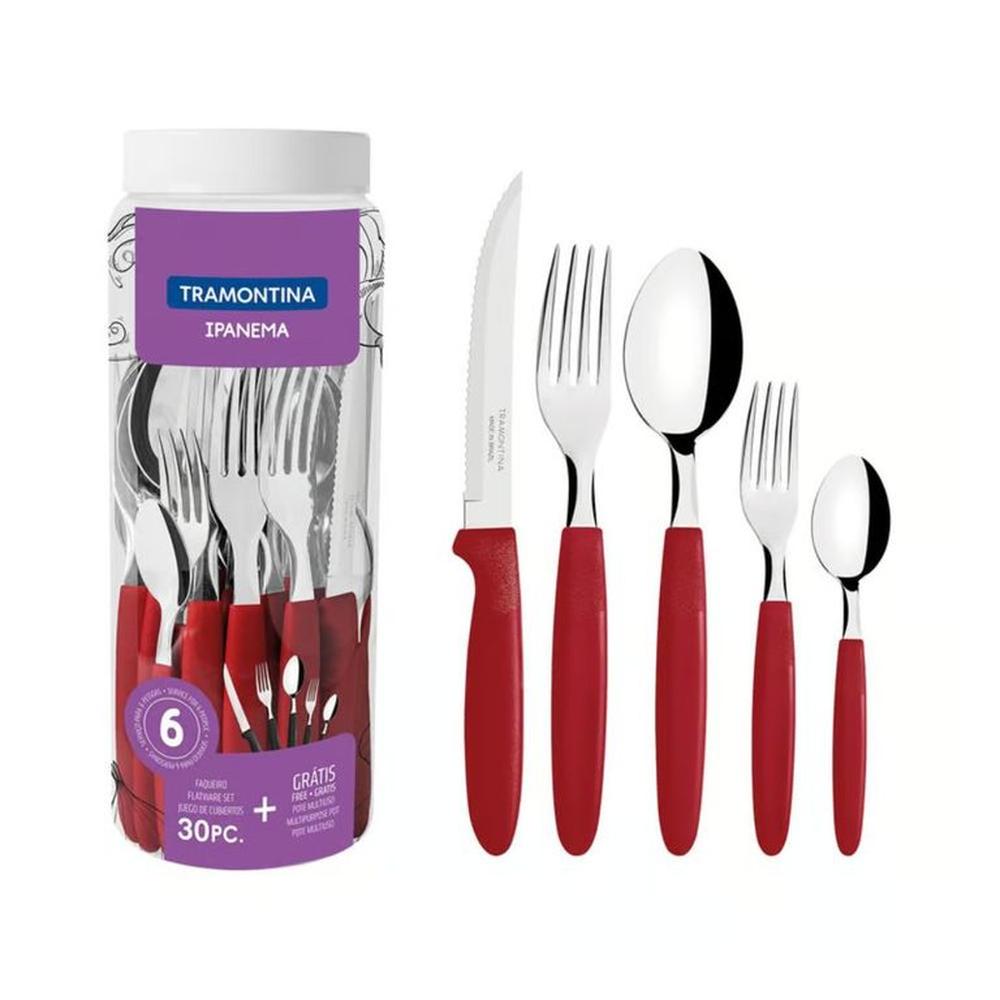 JGO DE CUBIERTOS X30 PZAS IPANEMA ROJO - 10390013