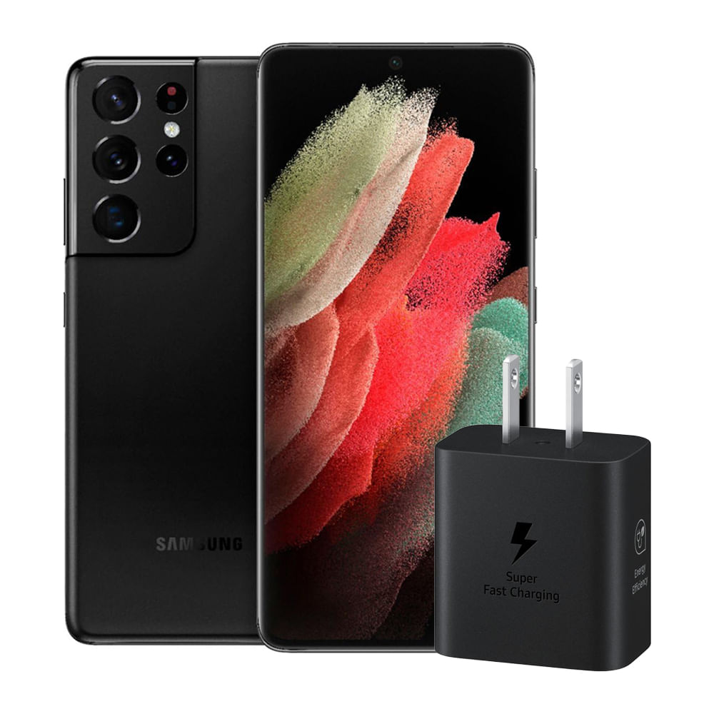 Celular Samsung Galaxy S21 Ultra 5G 128GB Negro + Cargador USB-C 25W