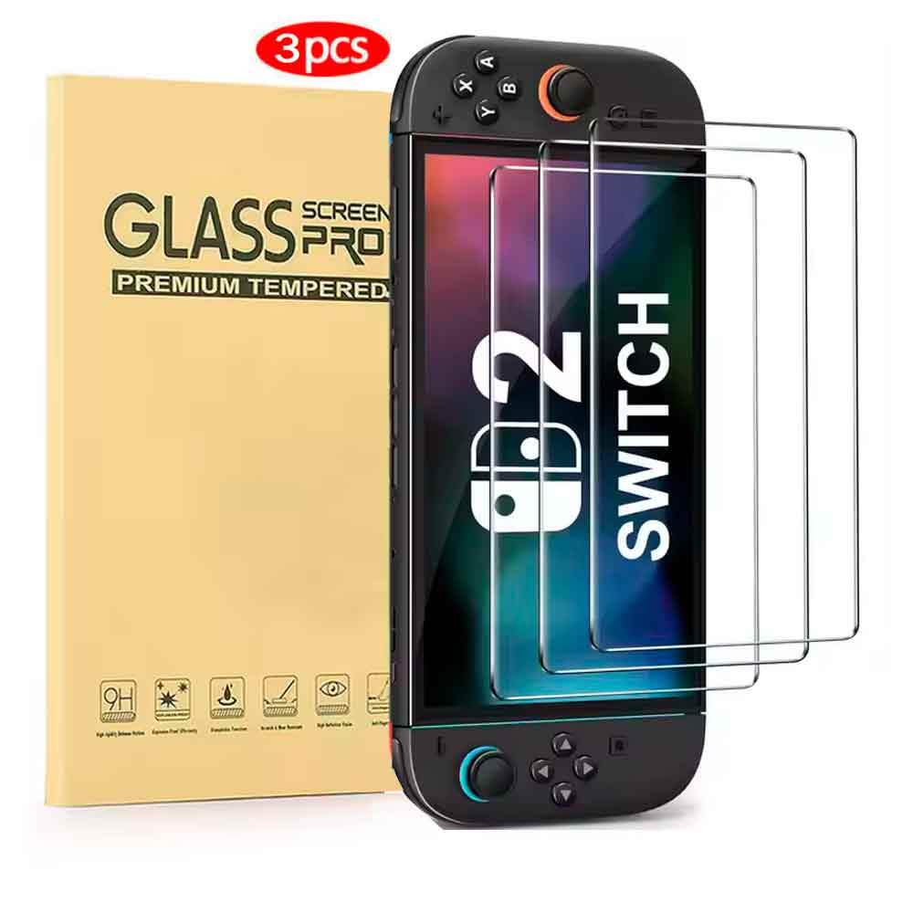 Pack 3 und Mica de Vidrio para Nintendo Switch 2