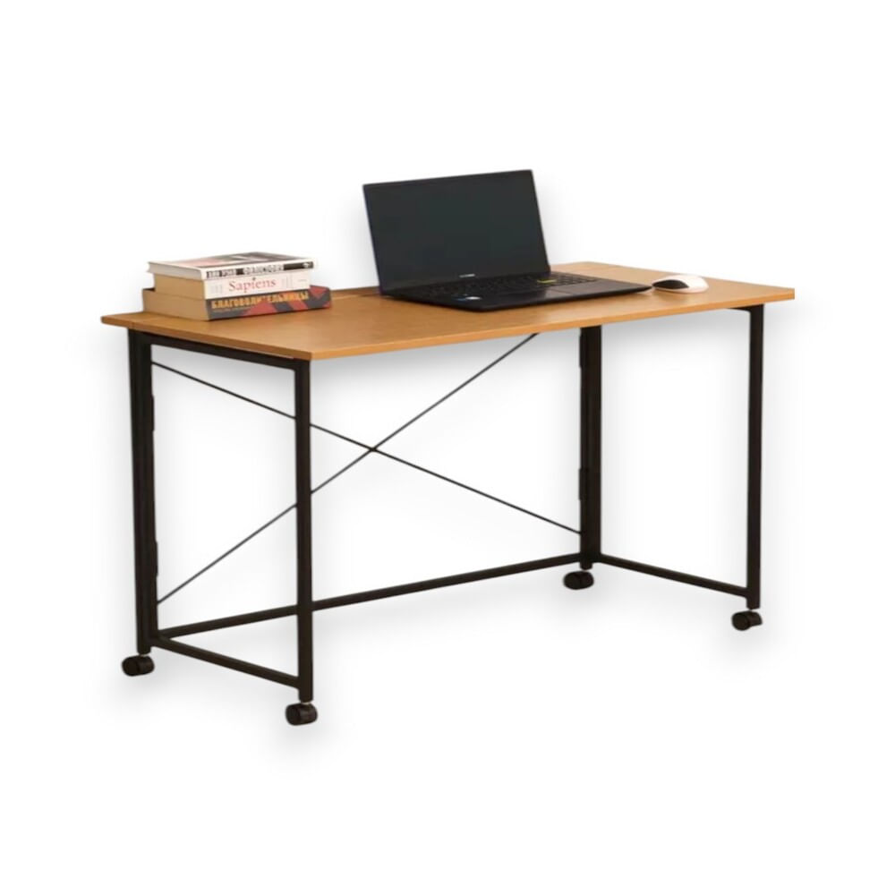 Escritorio Plegable Para Oficina En Casa Movible Mesa De Estudio Hogar - Marrón