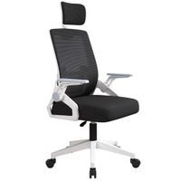 Silla Ejecutiva Giratoria Reposa Cuello Ajustable Soporte Lumbar Oficina-  B/N