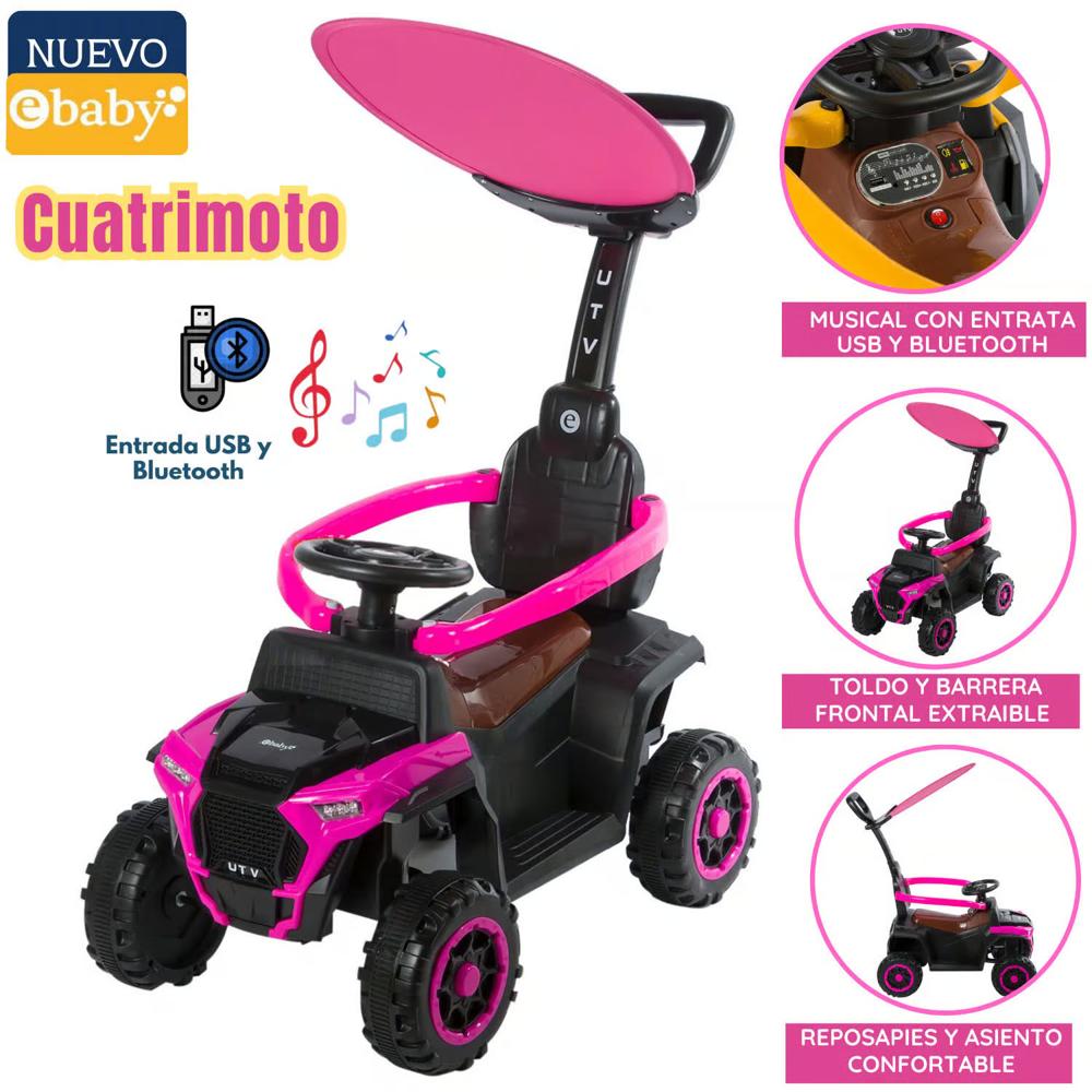 Cuatrimoto Musical con Luces y Sombrilla EB351 Rosado
