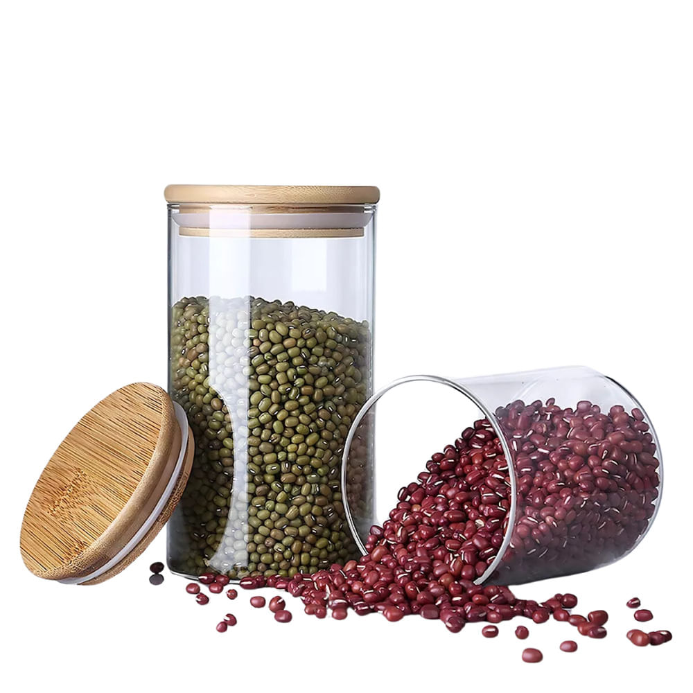 Frasco de Vidrio Borosilicato con Tapa de Bambú 700 ml