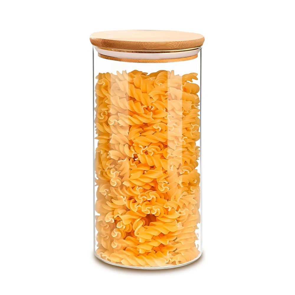 Frasco de Vidrio Borosilicato con Tapa de Bambú 950 ml