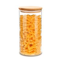 Set 2 Frascos de Vidrio Borosilicato con Tapa de Bambú 950 ml