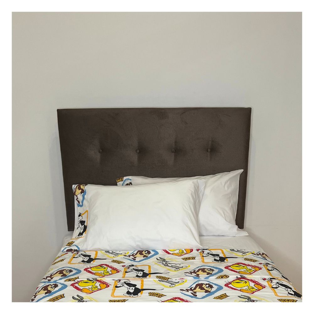 Sábanas 1.5 plazas Looney Tunes 100 % algodón bramante 200 hilos