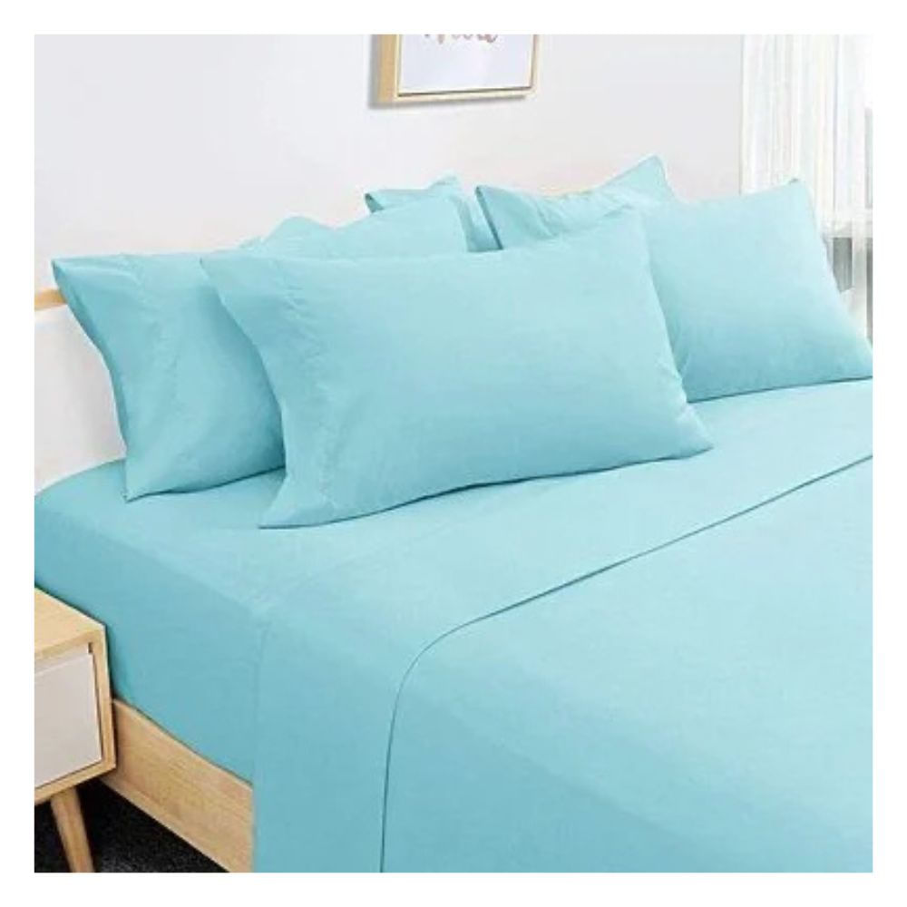 Sábanas queen agua marina 100 % algodón bramante 200 hilos Lima Tienda